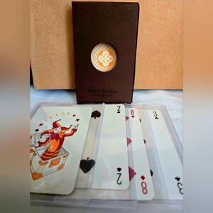Louis Vuitton Lux Collector Cards Set Of 4 Playing Cards  Authentic Gold & White
